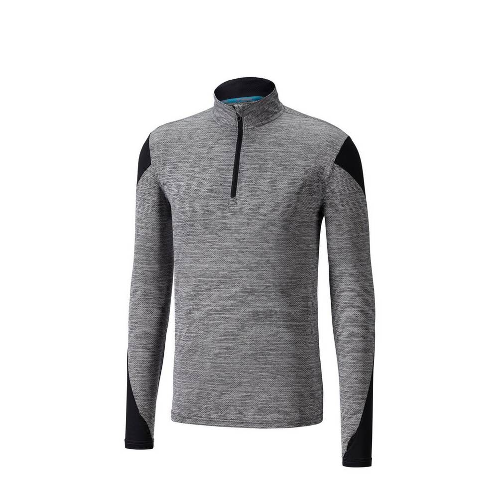 Mizuno ALPHA LONG SLEEVE HALF Cipzáros 2.0 Férfi Futópóló Fekete QMN136027